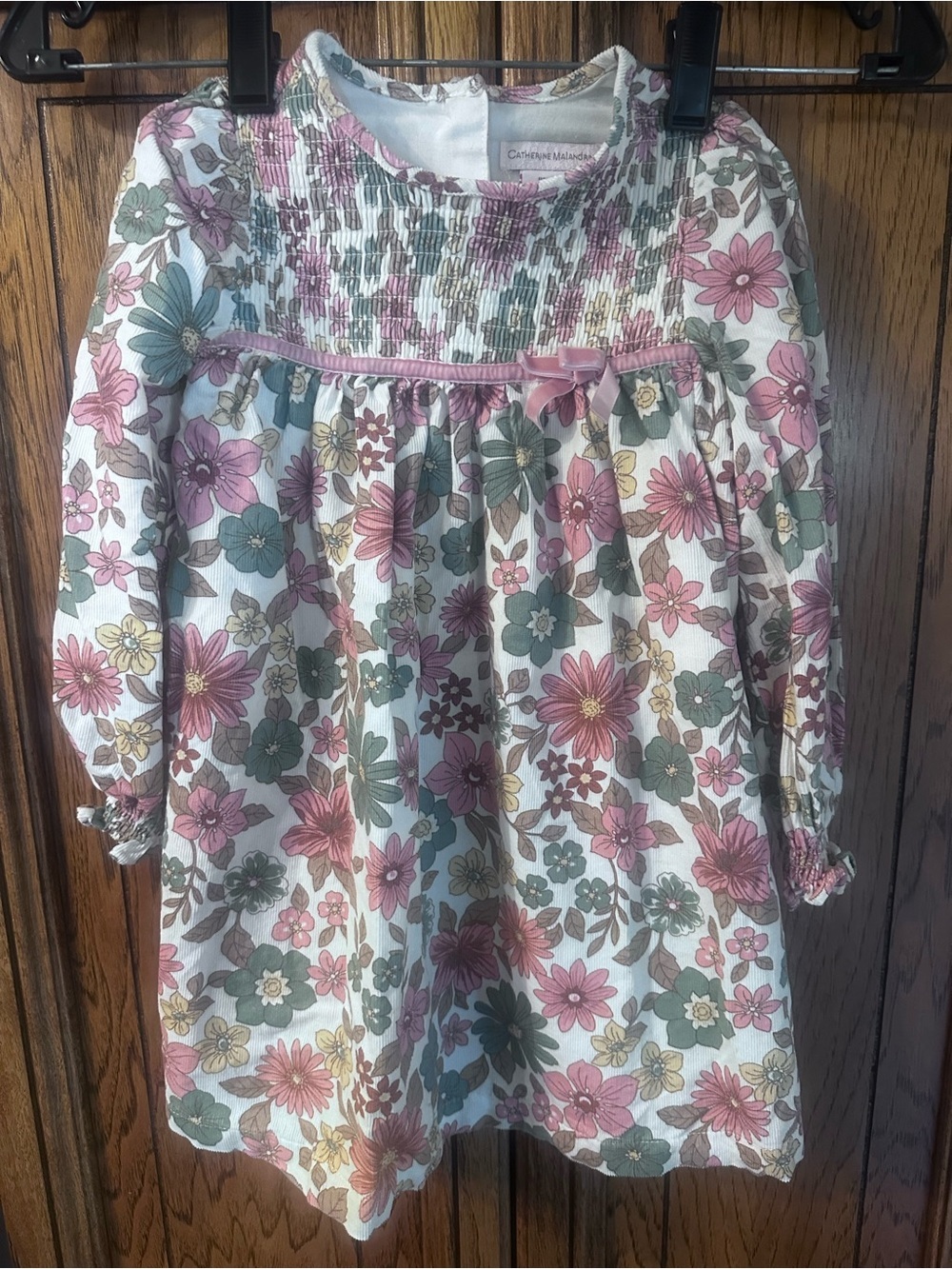 Catherine Malandrino Pink, Green & Yellow Floral Smocked Girls' Dress